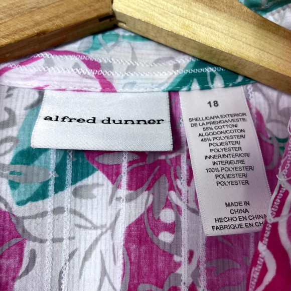 Pink Floral Alfred Dunner Button Front Blouse 18 - Picture 5 of 5